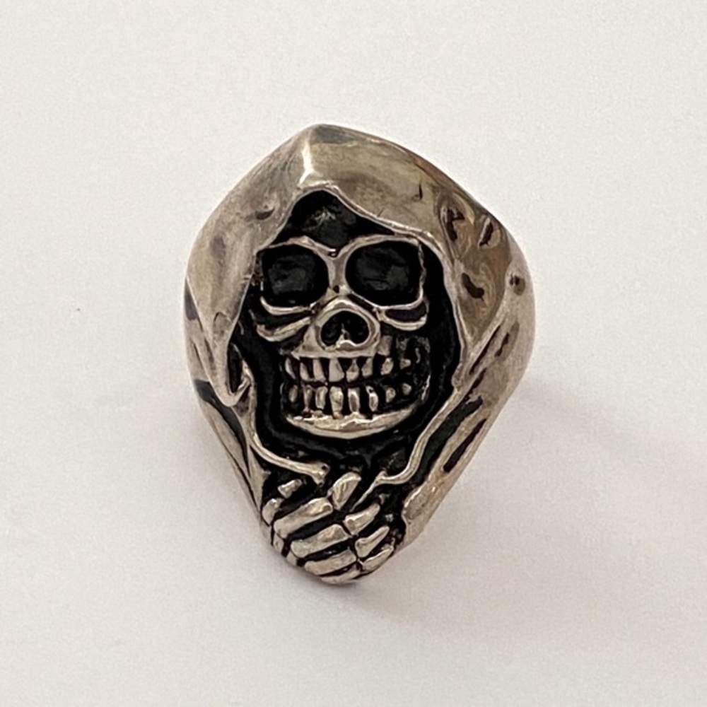925 Silver hoodie skull ring hood